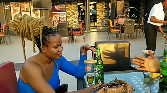 Ebony pornstar meets Nigerian porn newcomer in exclusive bar