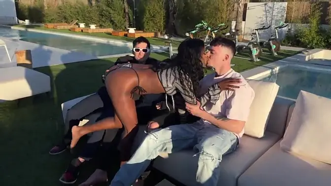 Ebony slut takes 3 monster cocks in all her holes and gets pregnant with creampie