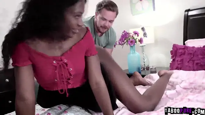 Ebony teen takes big black cock in her ass