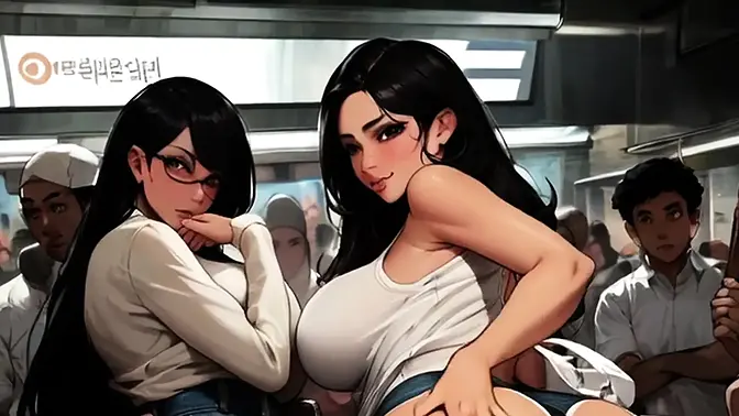 Exotic beauties get fucked in public and feel every inch