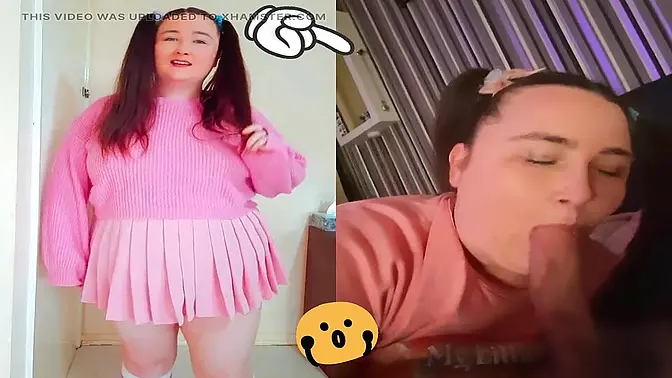 Exposed Schoolgirl gives deepthroat blowjob to boyfriend