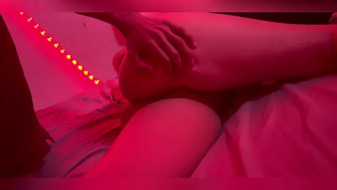 Extreme doggy style with red lights and a creampie!