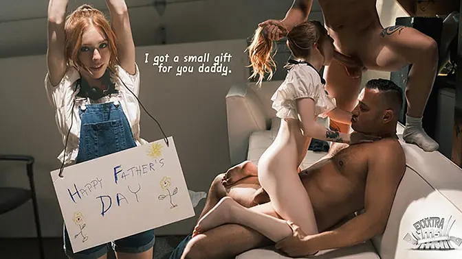 Family fun turns into a wild MMF threesome with thong-clad sis