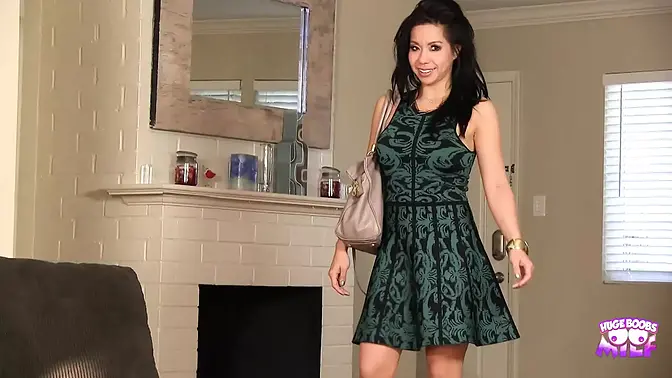 Flashy Brunette Sucks and Rides Bigger Cock Friend