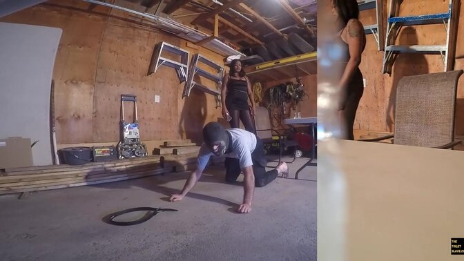 French Femme Dom humiliated by toilet slave