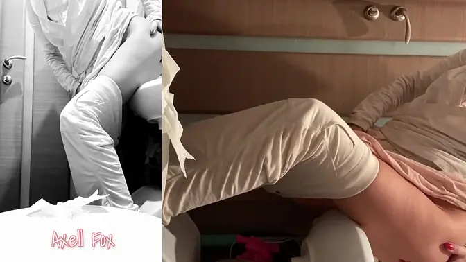 French MILF Axell takes it all in her ass and pisses on cam