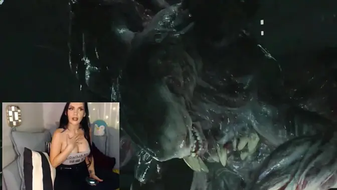Gamer girl loses Resident Evil game, shows big boobs