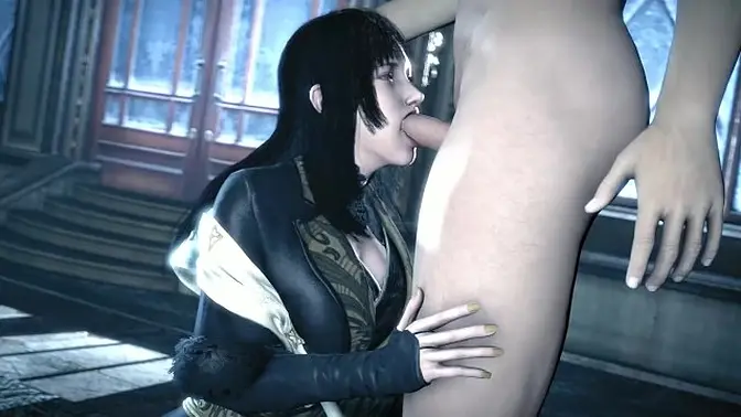 Gentiana goes down on a big dick in 3D anime