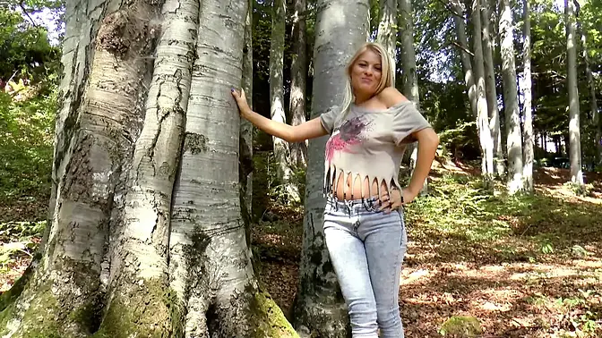 German blonde Jasmin Rouge in full golden shower movie