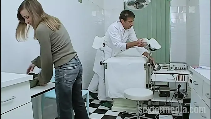 German doctor licks and bangs patient's pussy in clinic