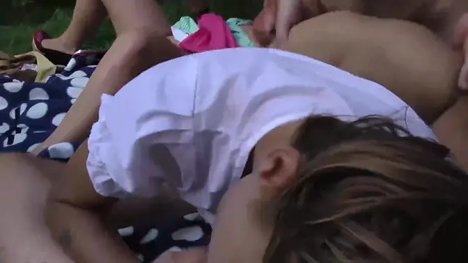 German Lederhosen Fuck Orgy - Wild outdoor group sex with rough and extreme action