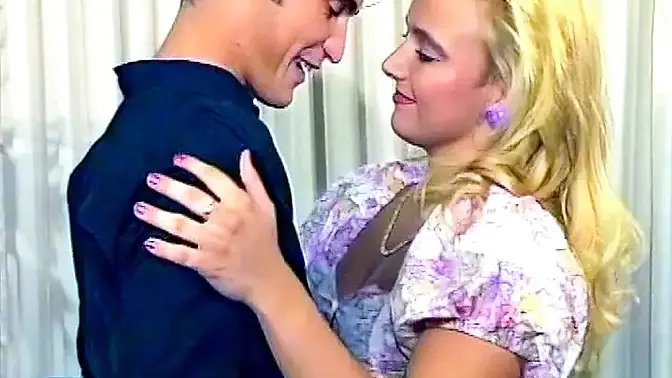 German MILF blonde babe in first interracial threesome