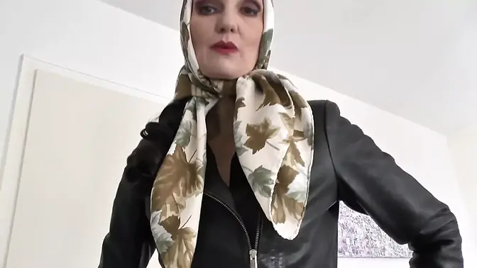 German MILF Lady Victoria Valente models silk scarves in JOI fashion show