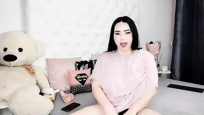 German MILF rubs her huge tits and big snatch with a big dildo