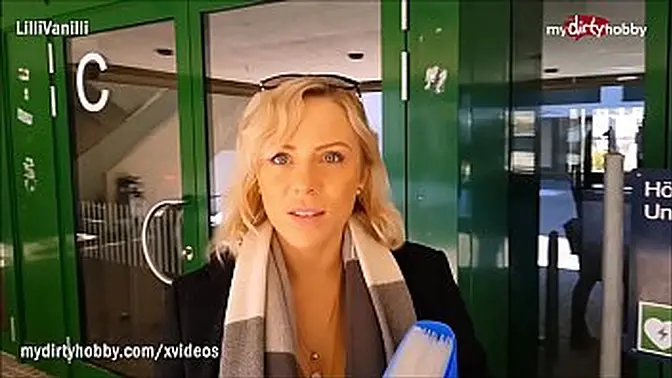 German teen blonde with big boobs gets picked up and fucked in the car