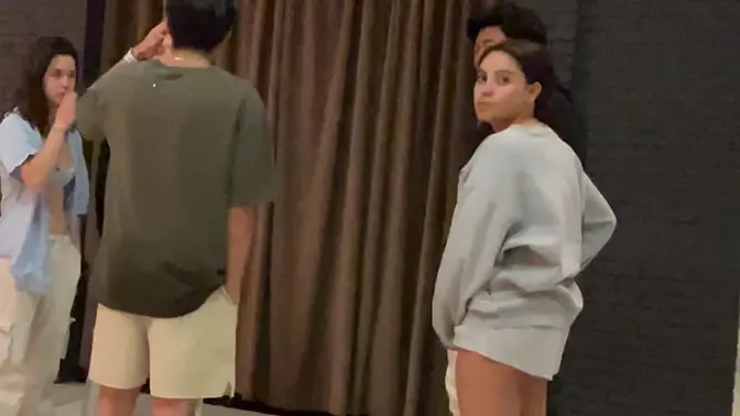 Girl catches hidden hard cock bulge in public 2024