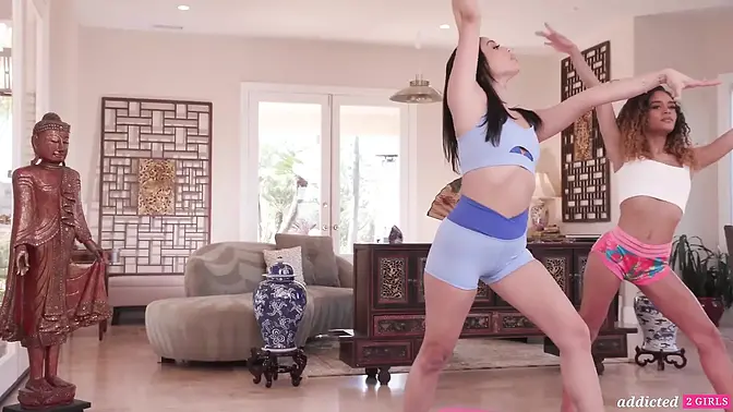 Girl-next-door squirts while doing yoga moves