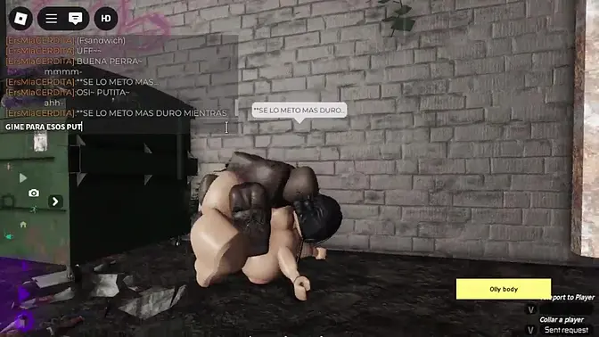 Girl on guy in cowgirl action on Roblox