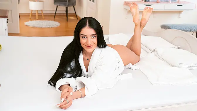 Girl rubs herself in a hot bubble bath