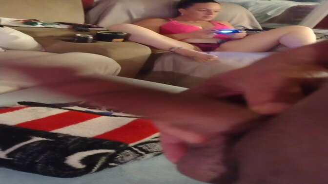 Girlfriend Loves When I Jerk Off To Her While She Plays Video Games In Her Bra and Panties