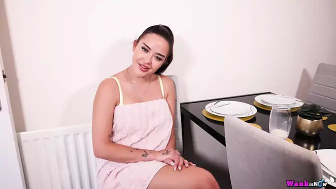 Girlfriend's hot roommate teases her pussy in front of you