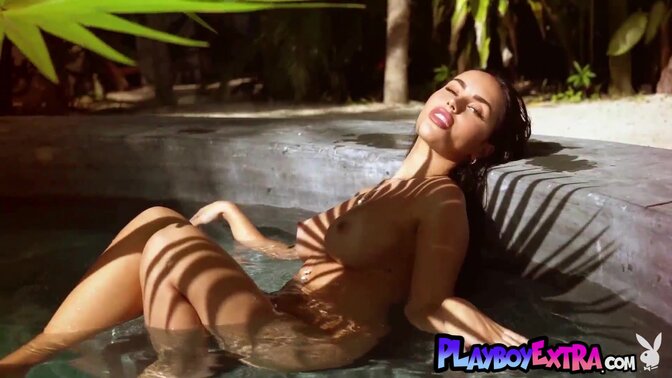 Glamorous Latina teen Claudia Tihan shows off her big boobs while posing