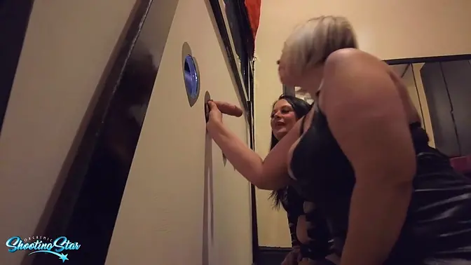Glory hole surprise for the curious babe