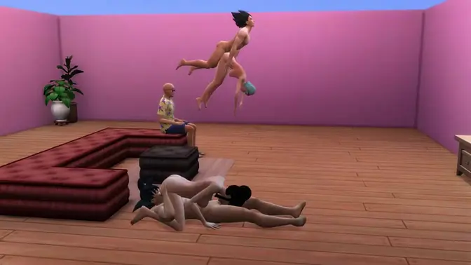 Goku and Vegeta's wives swap partners in a wild 3D parody