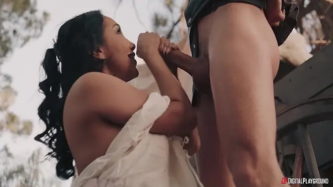 Gold Diggers: Cowgirl, inked babe gets oral pleasure and ass licked