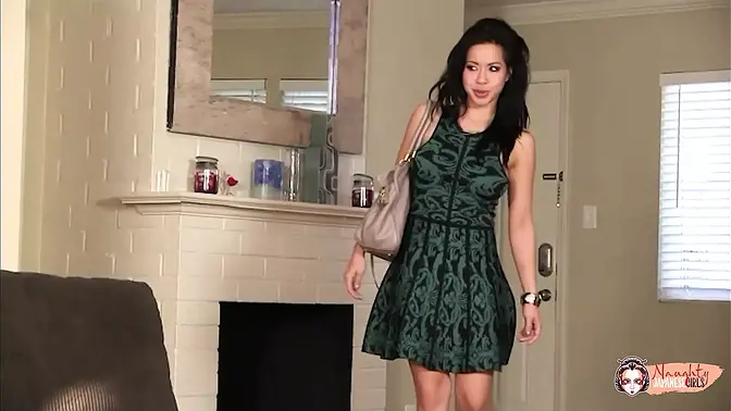 Goodest looking Asian Kimy Lee gets banged after working in her living room