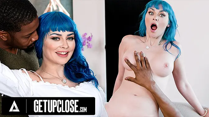 Gorgeous Jewelz Blu rides a monster cock deep in her shaved pussy