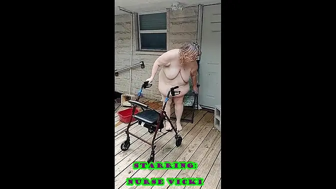 Grandma Nurse Vicki's outdoor naked nurse play
