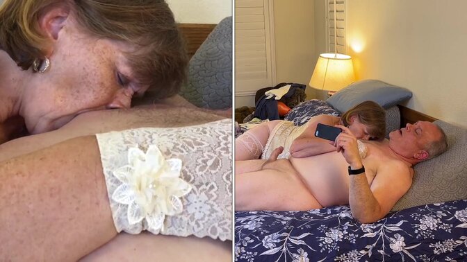 Granny Carmen Angel's Gilf gives a deepthroat blowjob