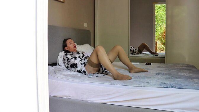 Granny caught enjoying a naughty secret solo playtime