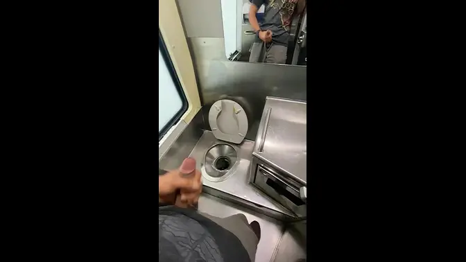 Greyhound DILF rides big cock in public and cums hard