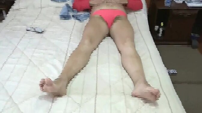 Hairy Latina mom flashes her big ass in lingerie