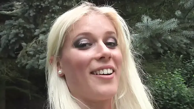 Hairy vixen gets spitroasted and covered in cum in a wild threesome