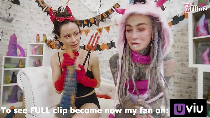 Halloween special: Inked Stacy Bloom destroys my ass with XL dildo