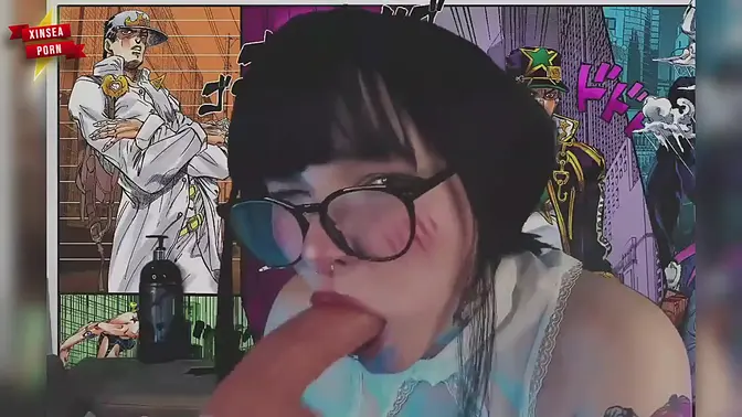 Hinata Hyuga gives intense deepthroat blowjob