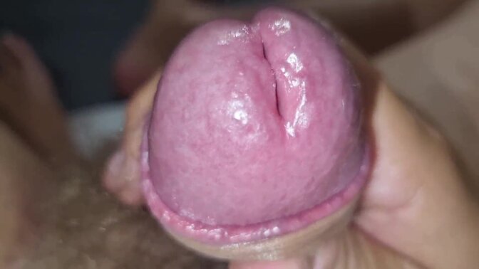 Horny guy jolts his massive cock in POV scene