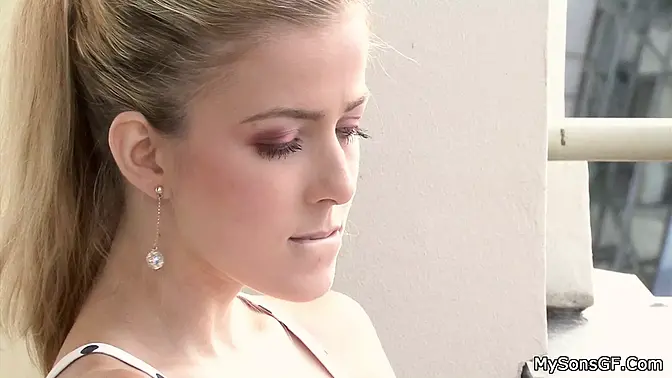 Hot blonde babe cheats on her boyfriend with an older man