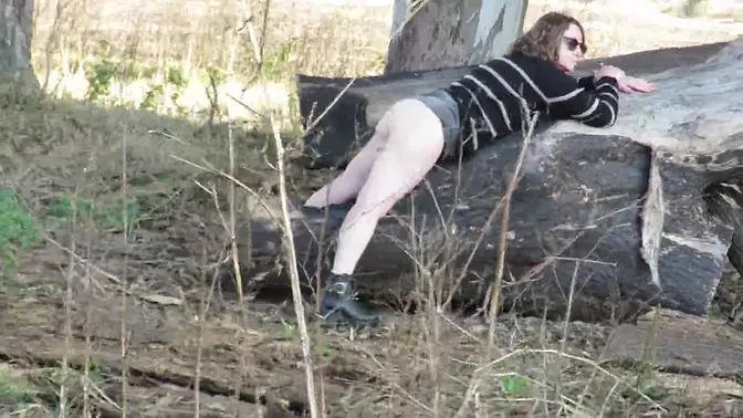 Hot Blonde MILF pees and masturbates in the countryside