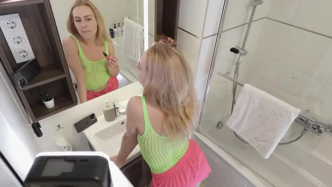 Hot blonde raver flashes her hairy pussy and naked ass