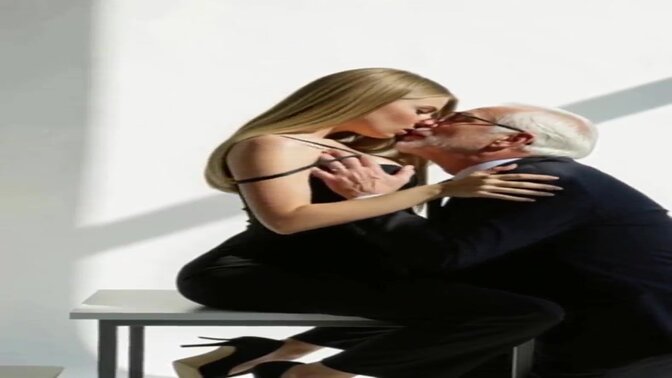 Hot blonde takes control of older man for some relief from work stress