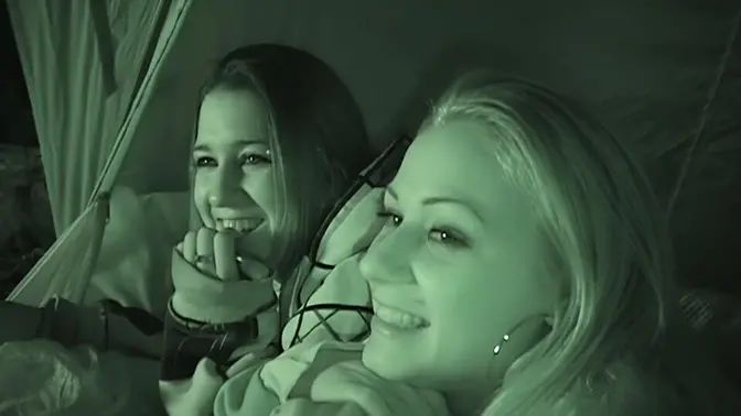 Hot blonde whore gets fucked and creampied at campsite