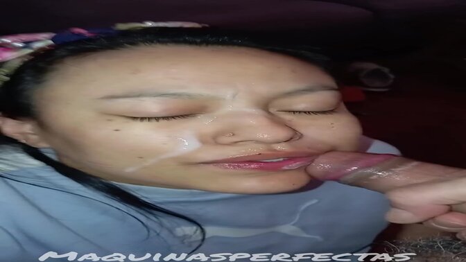 Hot Colombian GF gives a deepthroat blowjob and cums hard