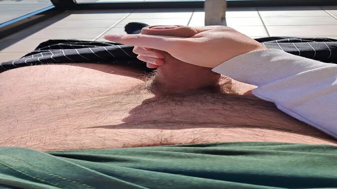 Hot guy jerks off to huge cock with intense moans