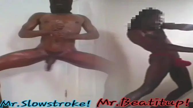 Hot guy strokes his huge black cock to a massive cumload