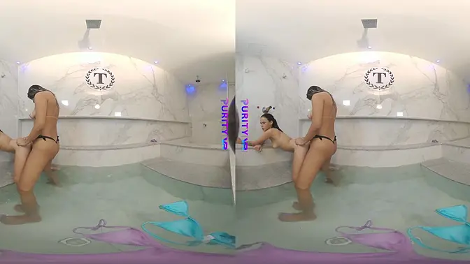 Hot Latina Luana and Kelly enjoy strap-on sex in VR