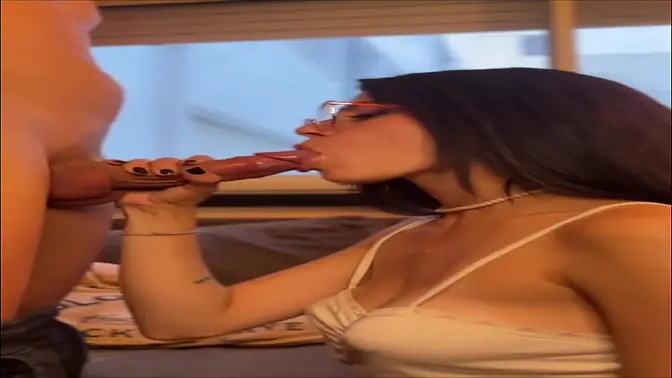 Hot Latina sis sucks cock on the sofa